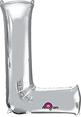 Silver Letter "L" Shaped Mylar Supershape Balloon 34 Inch